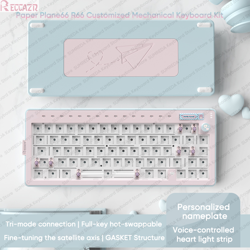 Gaming Keyboard Hot Swappable - RECCAZR R66 Paper Plane66 Zestaw Klawiatury